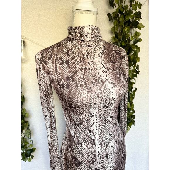 NWT Boohoo Snake Print High Neck Long Sleeve Bodycon Mini Dress Women's 4 Small - Picture 8 of 13